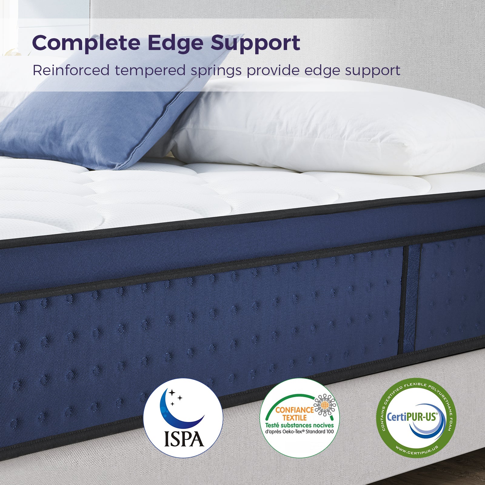 Resspry 12Inch Hybrid Mattress for Pressure Relief, Breathable Foam with Individually Pocket Spring | Navyx Collection