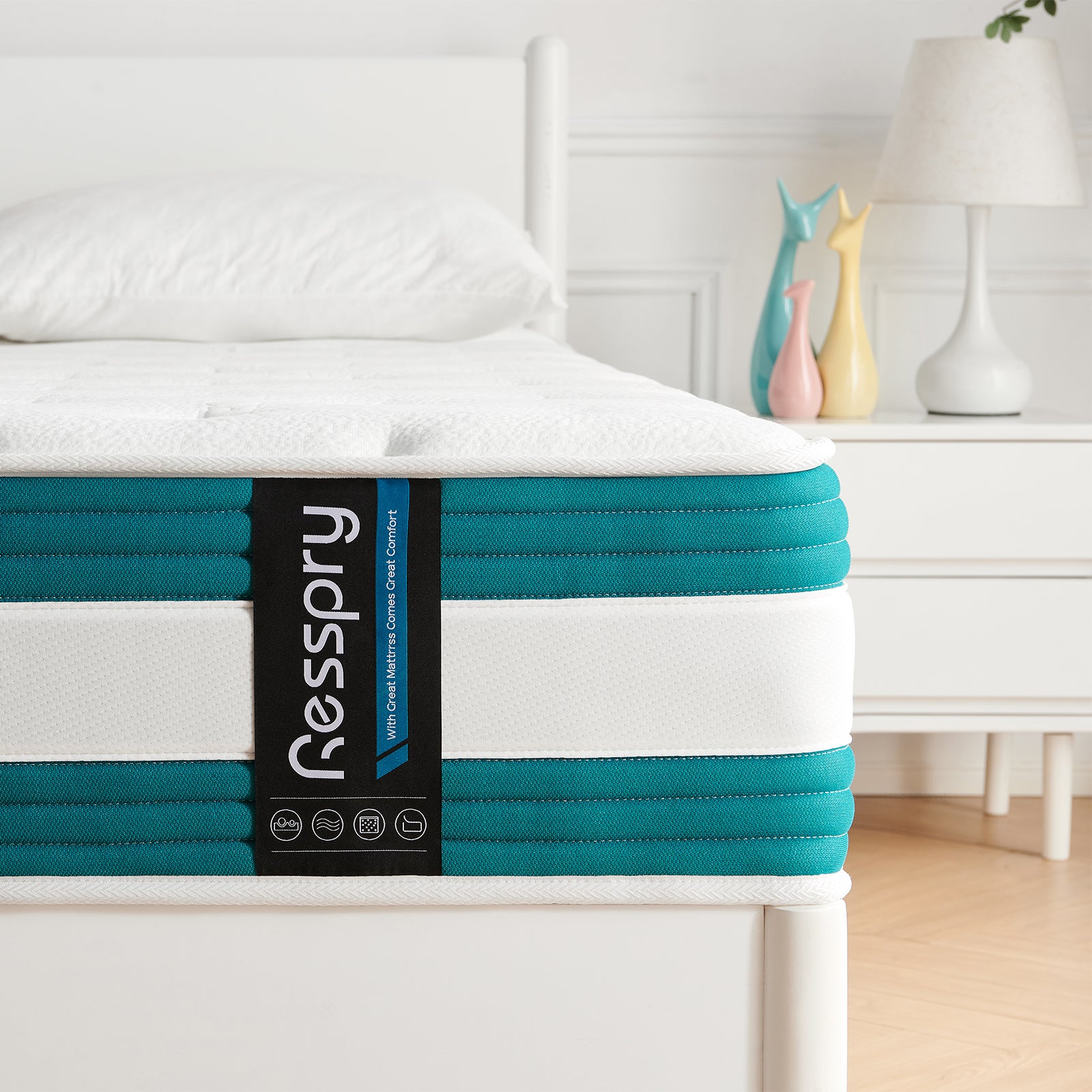Resspry 28cm Memory Foam Mattress with Independent Pocketed Springs,Pressure Relieving