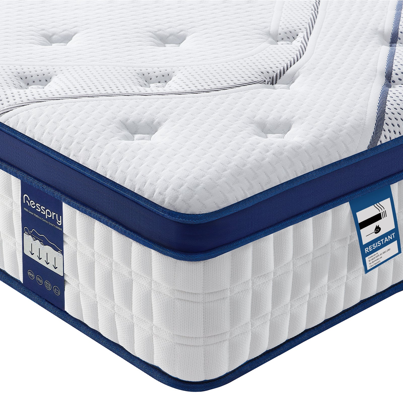 Resspry 10.3Inch Memory Foam Mattress with 7-Zone Support and Sleep Cooler, Medium Firm Hybrid | The SAGA Collection