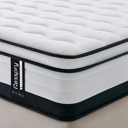 Resspry 10.6 Inch Memory Foam Pocket Spring Mattress, Support and Cooling, Motion Isolation, Hybrid Mattress
