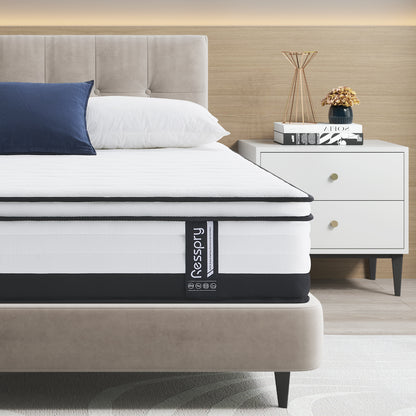 Resspry 10.6 Inch Memory Foam Pocket Spring Mattress, Support and Cooling, Motion Isolation, Hybrid Mattress