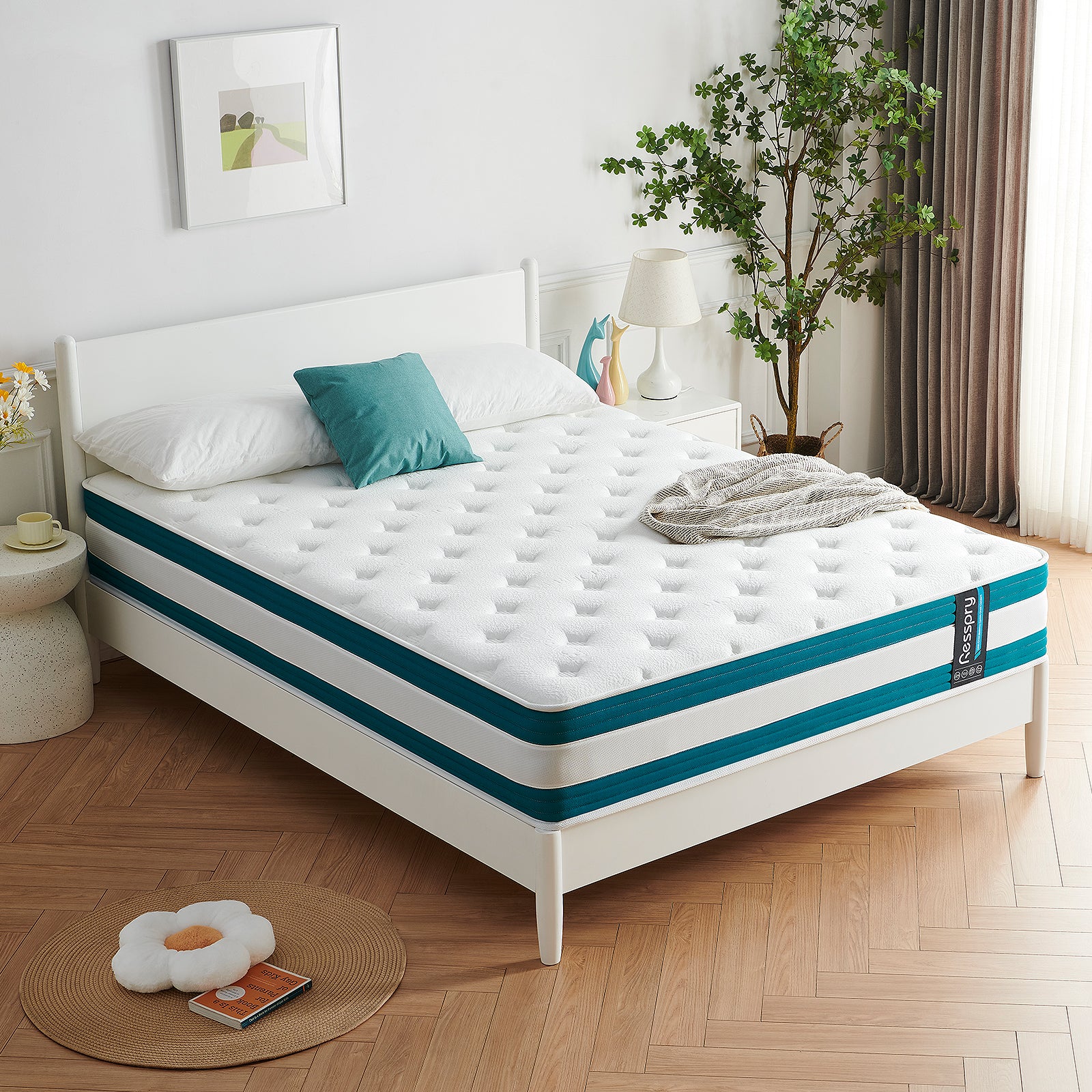 Resspry 28cm Memory Foam Mattress with Independent Pocketed Springs,Pressure Relieving