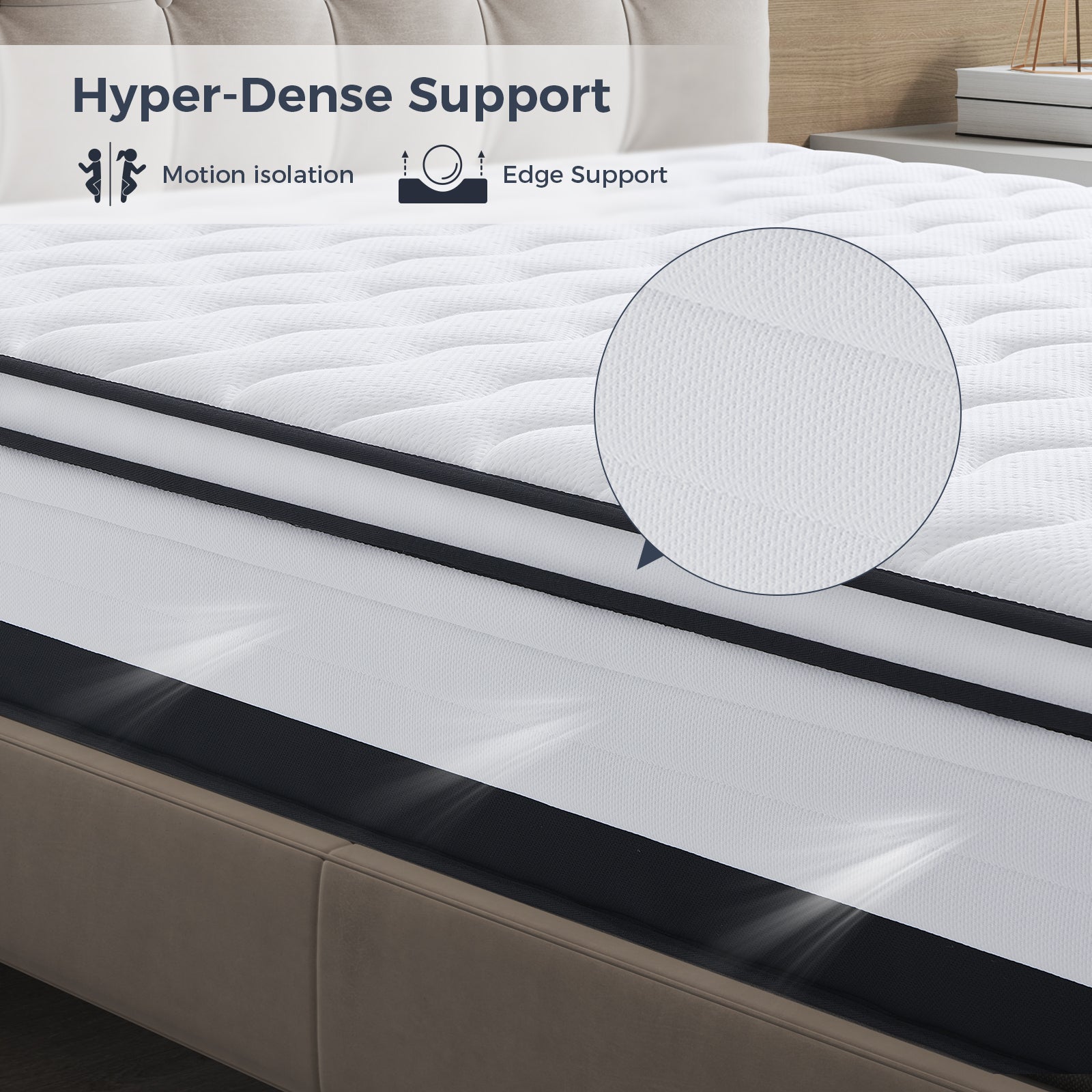 Resspry 10.6 Inch Memory Foam Pocket Spring Mattress, Support and Cooling, Motion Isolation, Hybrid Mattress