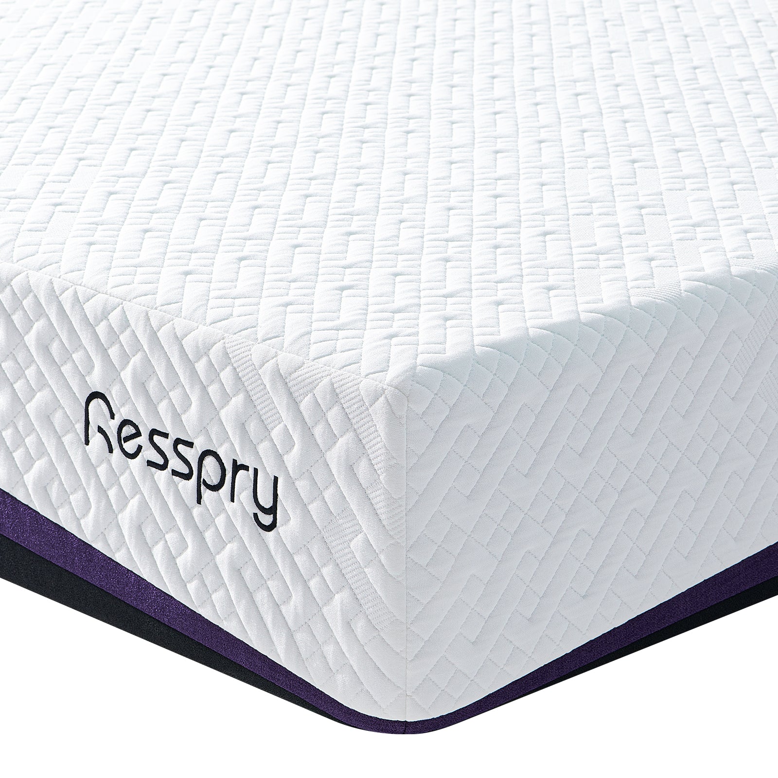 White mattress with 'Resspry' branding on a white background. A mattress for hot sleepers should combine breathable materials and cooling gel technology.
