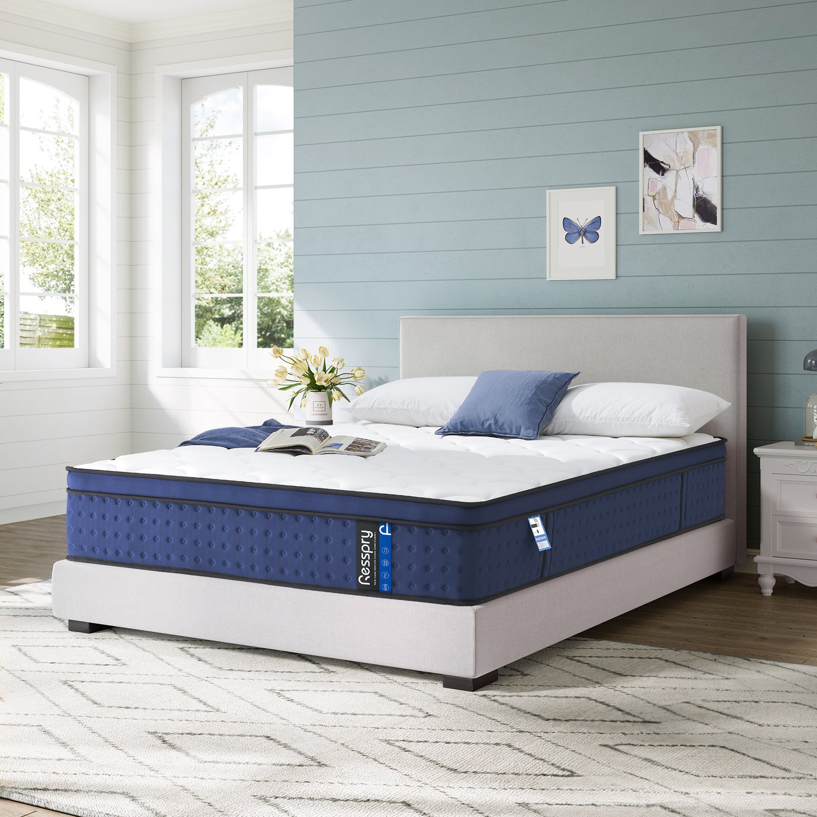 Multi-size optional modern home eco mattress meets different bed demands. Premium eco-friendly material ensures odor-free fresh use. Balanced comfort and support eliminate sleeping fatigue, practical home bedroom bedding.